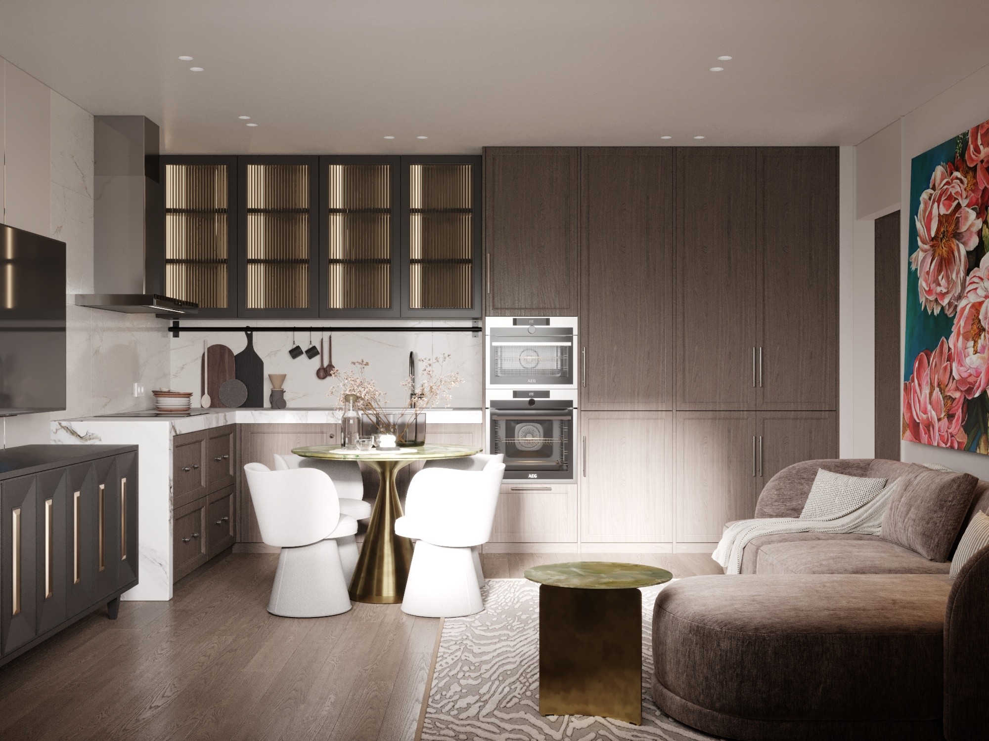 Дизайн 1-к. квартиры | 55 м², Кухня