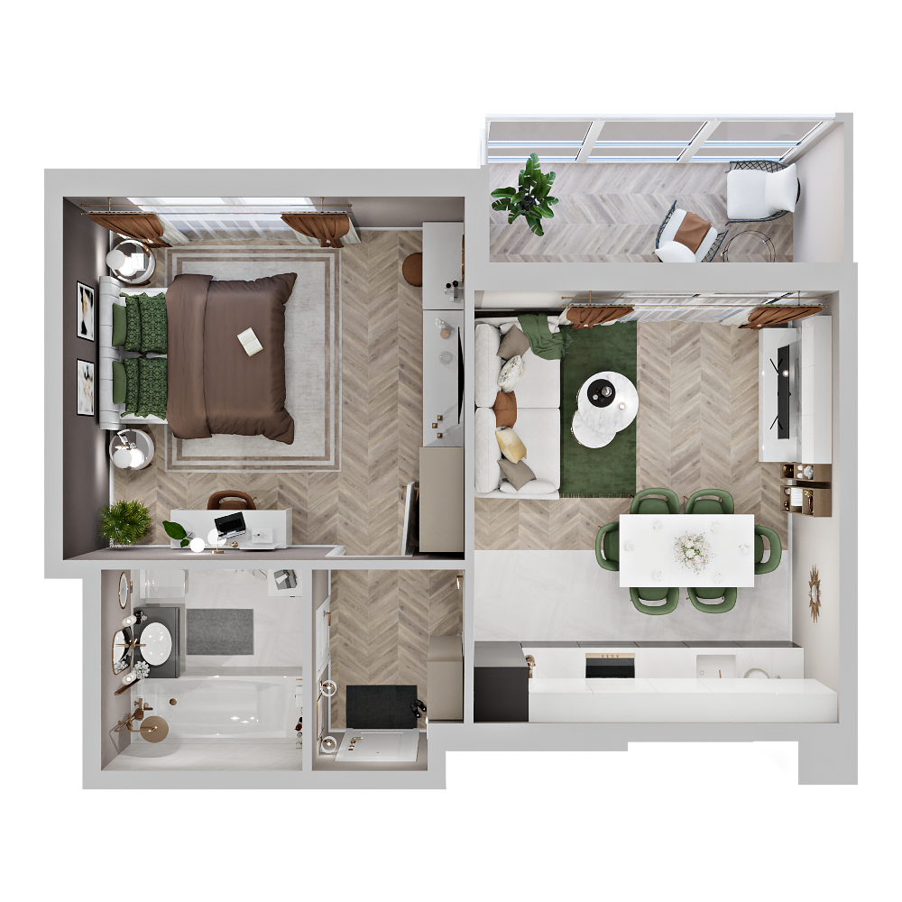 3D изображение однушки