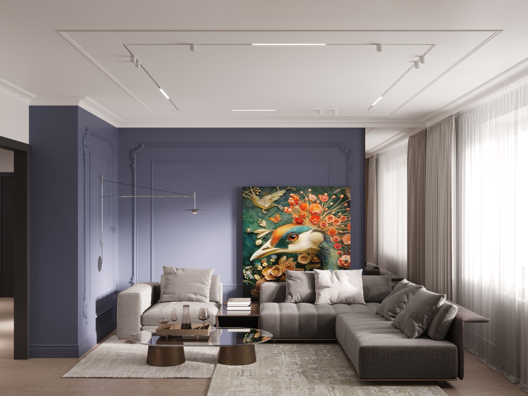 Дизайн 2-к. квартиры | 90 м², Гостиная