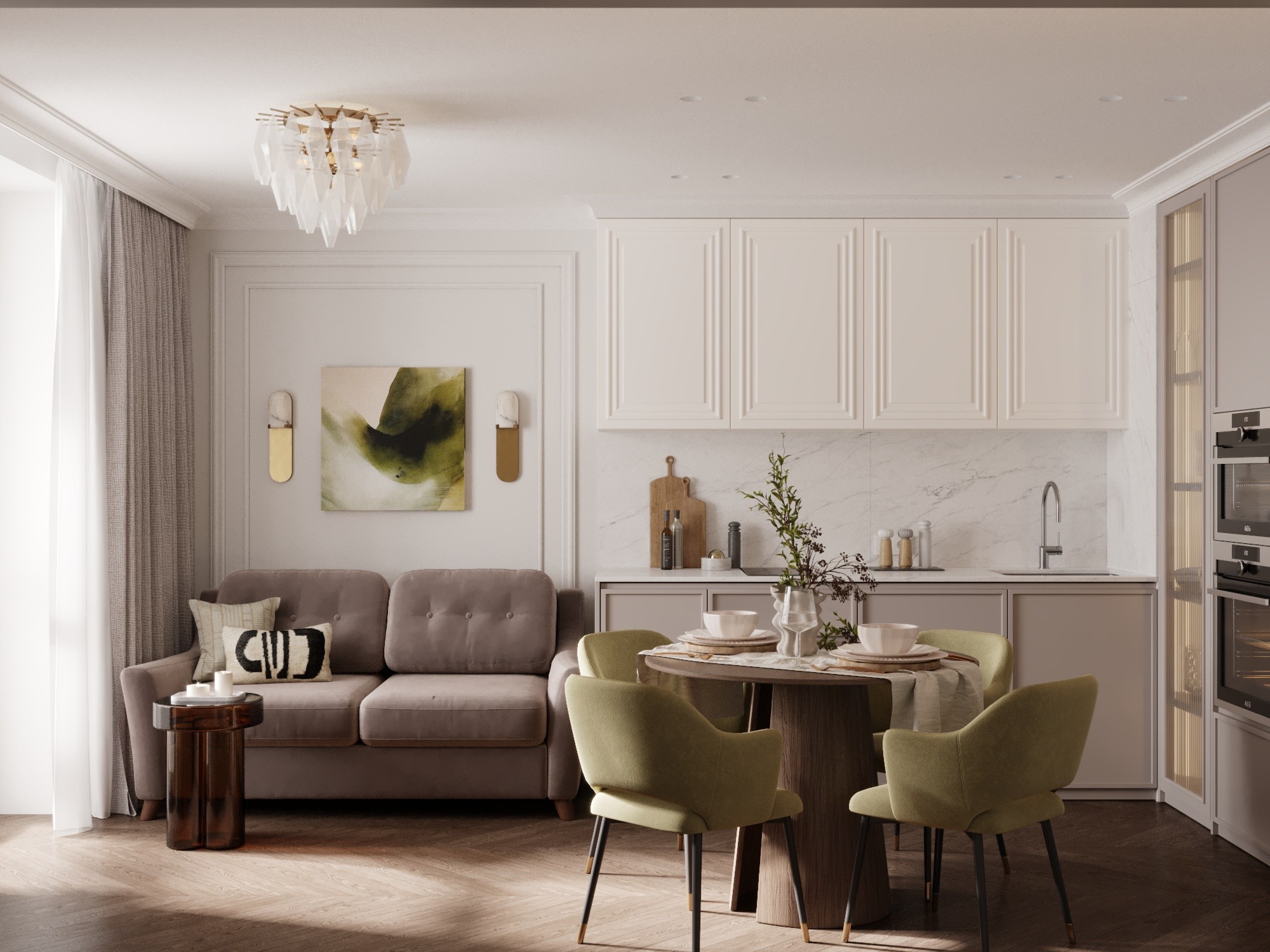 Дизайн 1-к. квартиры | 58 м², Кухня