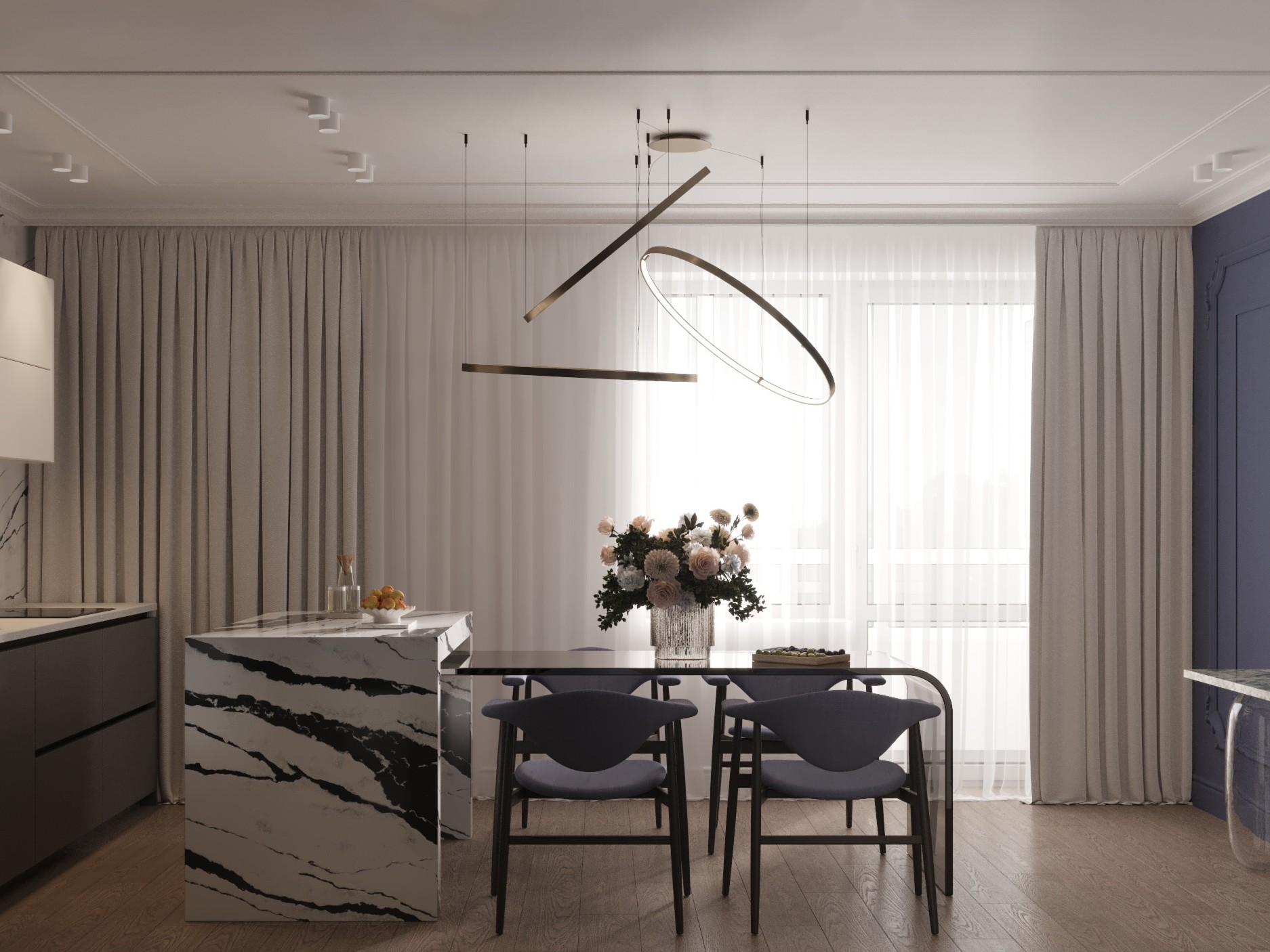 Дизайн 2-к. квартиры | 90 м², Кухня